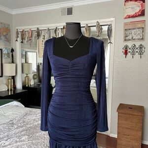 BCX Midnight Blue Long Sleeve Dress